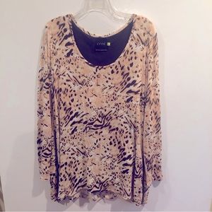 Lysse Sz XL Animal Print Tunic - Tan and Black